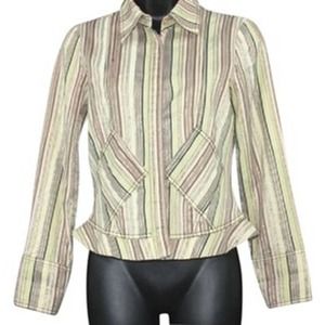 ETRO MILANO STRIPES PRINT COTTON BLEND TOP BLOUSE 42 **MADE IN ITALY